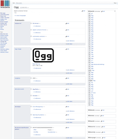 A screenshot of a file format record from Wikidata that currently has dozens of statements.