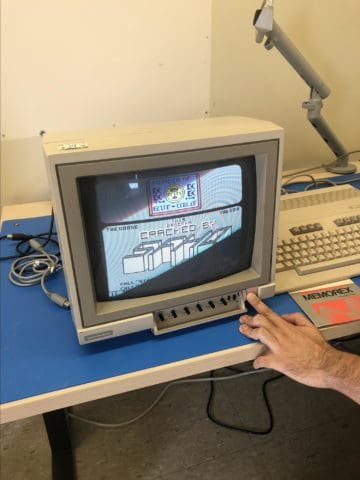 Image of FCoP project team member testing a floppy disk