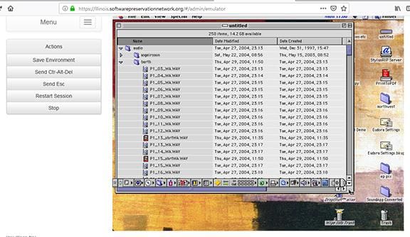 Screen capture of the Manion E01 disk image rendering in the EaaSI environment.